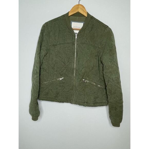 Anthropologie Quilted Bomber Jacket  size XS olive green worn on TV - Picture 6 of 11